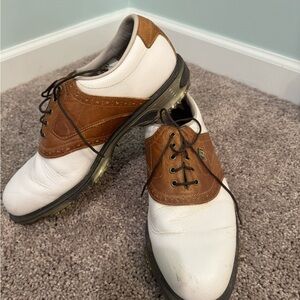 Men's FootJoy White and Brown Golf Shoes size 8.5